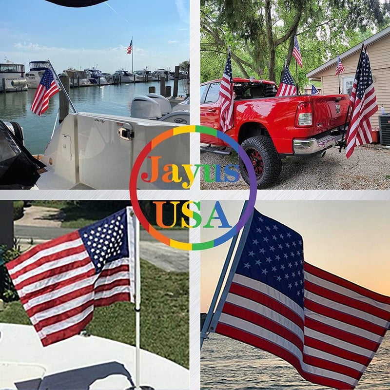 Jayus Embroidered Star Small Double Sided American Boat Flag 12.5x18 whith 4 clips- Seven Stripes Nylon US Boat Flag with Two Brass Grommets Perfect for Car Truck Bike - Image 3